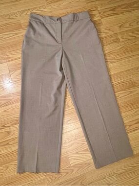 Rachel Zoe Wide Leg Dress Pants in Light Taupe With Subtle Pin-striping